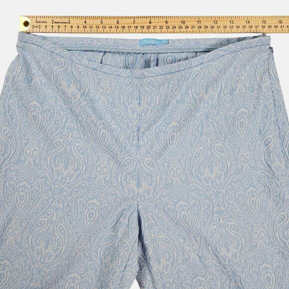 J McLaughlin Pants Womens Size 10 Blue White Jacquard Stretch Casual Career - Picture 12 of 14